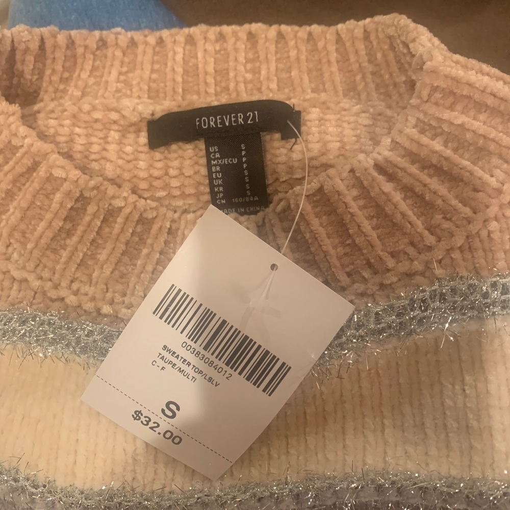 🎁 NWT Forever 21 pink/gray striped sweater - Picture 5 of 5